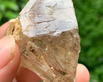 49g Natural Smoky Skeleton Quartz Crystal/Yellow Minerals Included/Fenster Quartz Point/Rainbow Skeleton Quartz 48*41*26mm