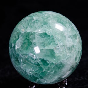 3.56&quot;LARGE Rainbow Green Fluorite Quartz Sphere/Fluorite Crystal Ball/Fluorite Crystal Sphere/Healing Ball/Meditation/Decor/Gift for Her