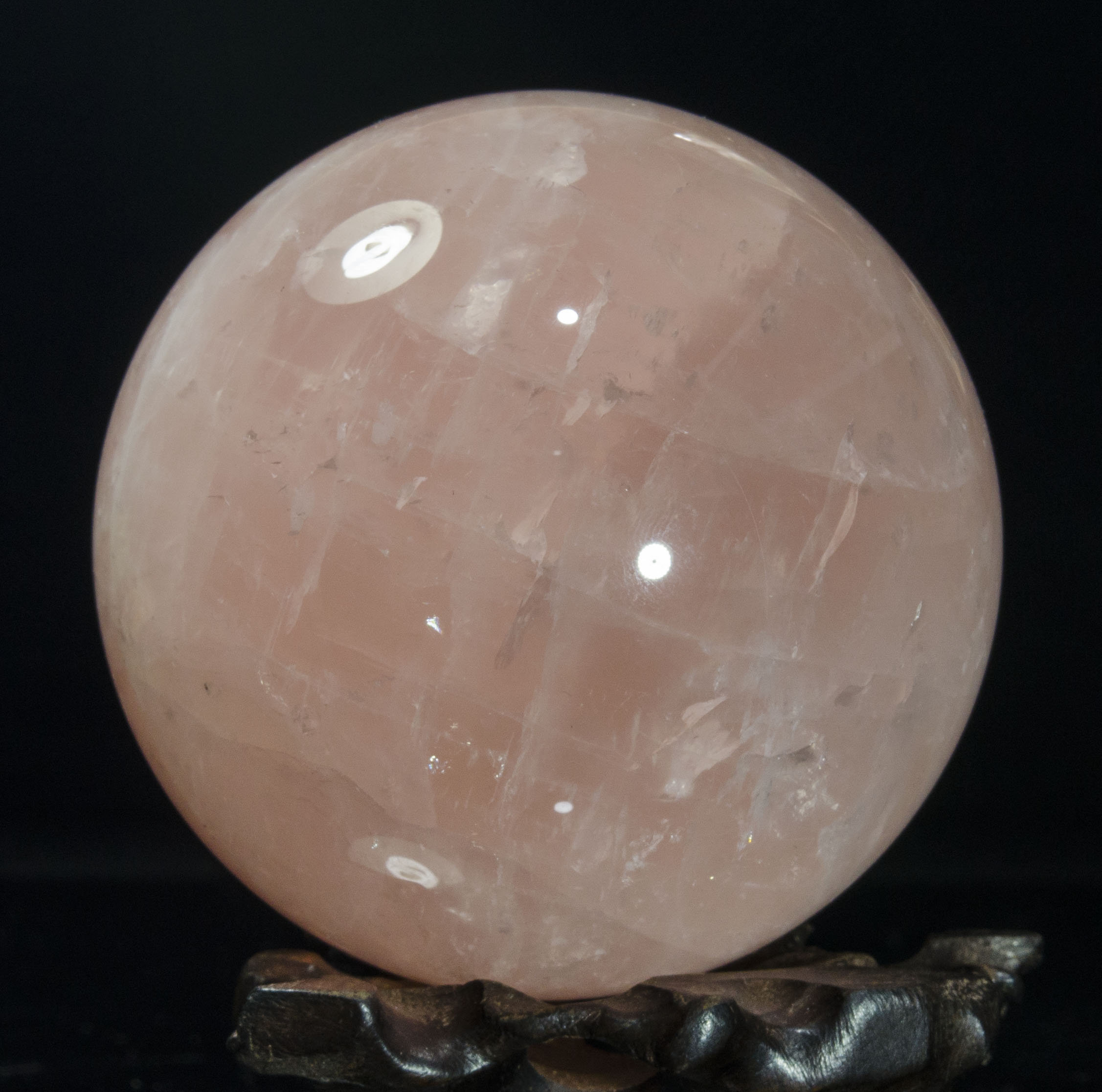 3.2"Natural Rose Quartz Crystal Sphere/Hand Carved Pink Rose Crystal Ball/Love Stone/Pink Sphere/Healing Crystal/Gift for Her/Reiki#4987