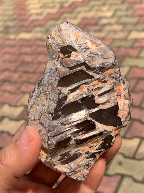 天然エレスチャルスモーキークォーツクリスタル原石/ダークスモーキー