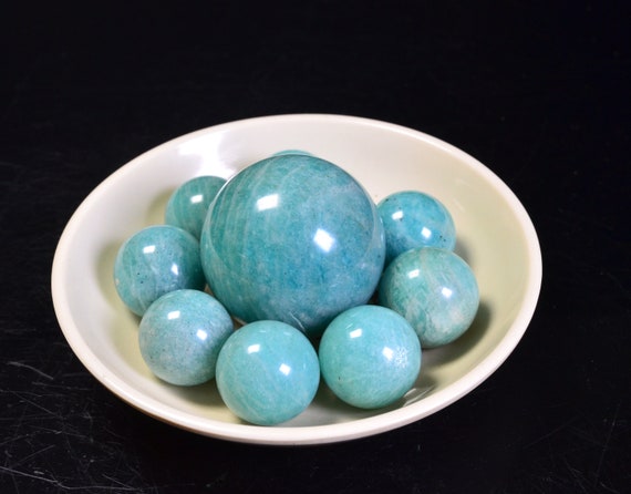 Natural Amazonite Spheres/Blue Green Microcline/Born in Volcanic Rock/Amazonite For Lucky And Wealth/Crystal Ball For Jewelry Making