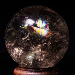 1.68&quot;Natural Rainbow Somky Sphere/Yellow Quartz Ball/Citrine Ball/Smoky Quartz Sphere/Decor/Gift for Her/Gift for Him/Reiki/Chakra/Decor