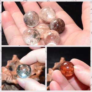 Small Good Phantom Quartz Crystal Sphere/Garden Quartz Ball/Phantom Undrilled Beads/Inclusions/Jewelry Making/Random Pick/Meditation/10-20mm