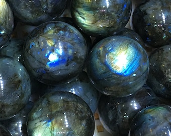 Esfera de labradorita de buena luz/luz dorada brillante/luz azul misteriosa/bola de labradorita/sin perforar/fabricación de joyas/energía curativa/20-90 mm