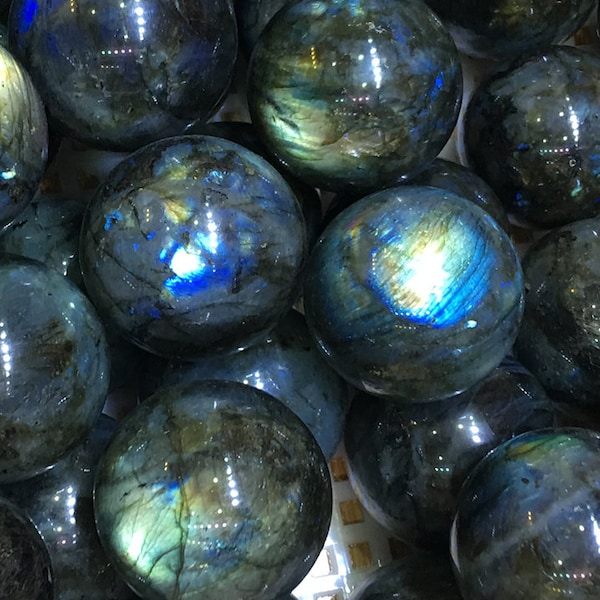 Good Light Labradorite Sphere/Brilliant Golden Light/Mysterious Blue Light/Labradorite Ball/Undrilled/Jewelry Making/Healing Energy/20-90mm