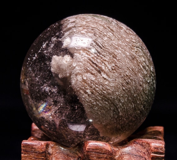 Rainbow Clear Phantom Quartz Sphere Include Garden Crystal ball/Phantom Crystal Scenic Quartz/Multi,inclusions Crystal Ball/Decor