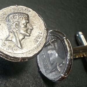 Brutus Assassin of Julius Caesar Ides of March Ancient Roman Coin Cufflinks + Gift Box