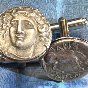 Greece 400-365 BC Larissa Nymph & Horse Ancient Greek Coin Cufflinks + Gift Box!
