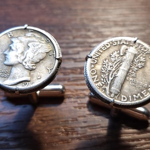 1916 D Mercury Dime Coin Cufflinks Non Silver Souvenir + Gift Box!