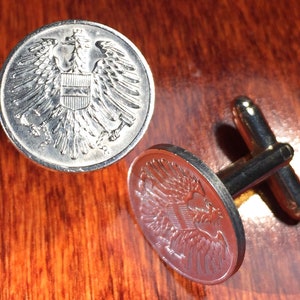 Vintage Imperial Austria Eagle and Shield Austrian Coin Cufflinks FREE S&H + Gift Box!