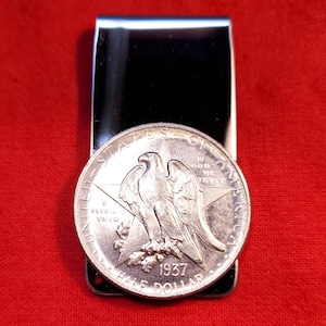 1937 Texas Republic Independence Lone Star w/ Eagle Half Dollar Coin Money Clip + Gift Box!