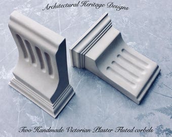 Two Small handmade Victorian plaster Fluted corbels- H165mm x W130mm x D65mm