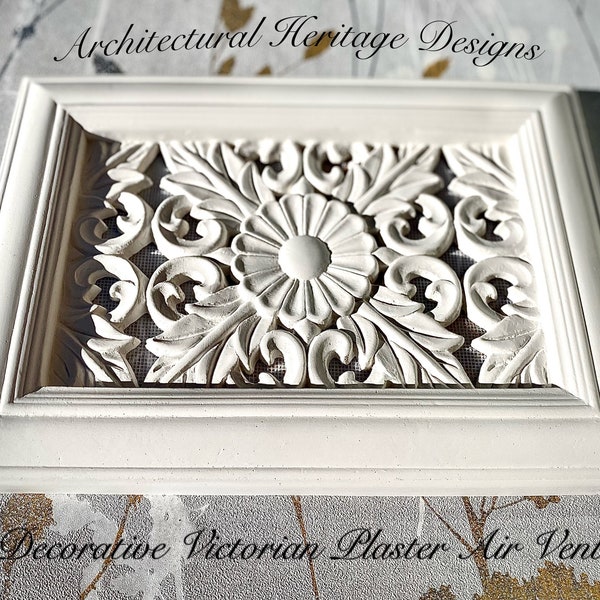 Decorative Handmade Victorian Plaster Air Vent Cover - 303mm x 214mm (mesh Included)