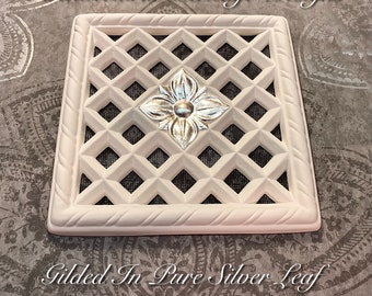 Victorian plaster air vent Cover(gilded in Pure silver Leaf)W215mm X H215mm