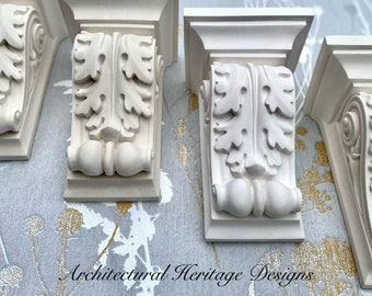2 x Victorian Acanthus Leaf Plaster corbels - H177mm x W115mm x D90mm Enhance any opening or archway with these handmade plaster corbels.