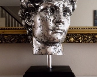 Michelangelo's 'DAVID' sculpture Bust/Head Gilded in Pure Silver Leaf