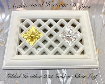Decorative Handmade Victorian Plaster Air Vent Cover - Gilded in Either 23ct Gold or Silver Leaf- 303mm x 214mm