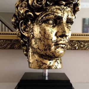 Michelangelo&#39;s &#39;DAVID&#39; bust Sculpture Gilded in 24ct Gold Leaf/pure Silver Leaf