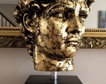 Michelangelo's 'DAVID' bust Sculpture Gilded in 24ct Gold Leaf/pure Silver Leaf