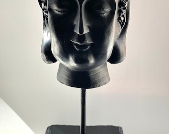 Thai Buddha Head Gilded In Silver Leaf