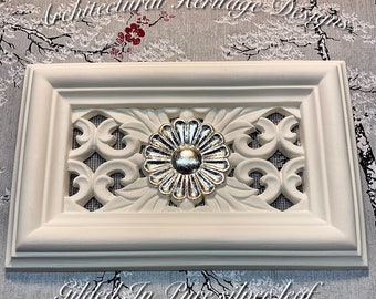 Decorative Handmade Victorian Plaster Air Vent Cover- Gilded in Pure silver leaf/24ct Gold leaf (Mesh Included)