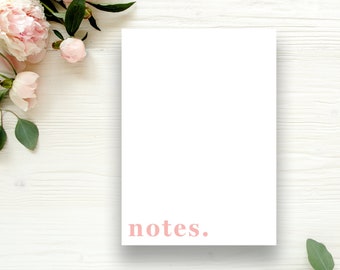 Notepad | Notes | Modern Notepad | Writing Pad | Minimalist | Stationery | 5x7 Notepad | Coral Text