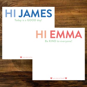 Personalized Lunch Box Notes Notepad - Square Notepad - School Notes for Kids - Lunch Notes