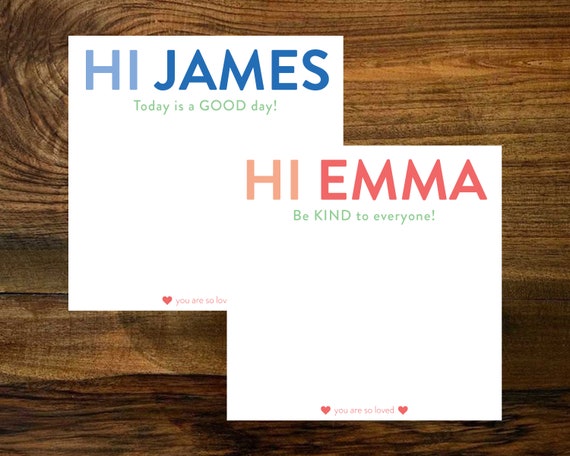 Personalized Lunch Box Notes Notepad - Square Notepad - School Notes for Kids - Lunch Notes