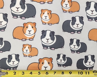 2.5 Yards (65"x95") PRE-CUT Fleece Fabric 65 inch width - Guinea Pigs on Gray