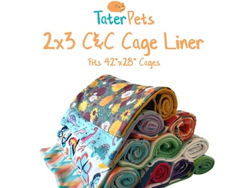 Ready to Ship! 2x3 (28"x42") C&C Cage Liners with Absorbent Layer; Fleece Cage Liner for guinea pigs, hedgehogs, and other small pets!