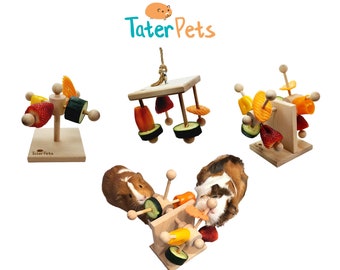 Turntable Enrichment Toy for guinea pigs, rats, birds, and other small pets - Attaches to cage or sits inside - All natural solid wood