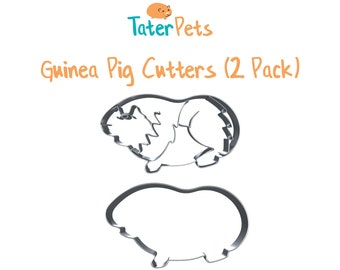 2 Pack Guinea Pig Cookie Cutter - Stainless Steel - Basic Outline and Detailed Embossed Cutter- Cookies, ornaments, dough fondant, and more!