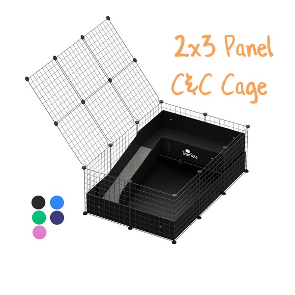 Guinea Pig 2x3 Panel C&C Cage - Complete Cage Kit with Grids, Pre Scored Coroplast, and Connectors -For Guinea Pigs, Hedgehogs, and Tortoise