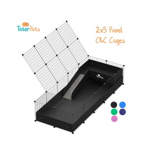 Guinea Pig 2x5 Panel C&C Cage Complete Cage Kit with Grids, Pre Scored Coroplast, and Connectors For Guinea Pigs, Hedgehogs, and Tortoise image 1