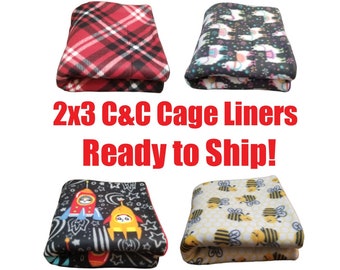 Piggy Blanket Cozy and Clean Rabbit Hedgehog Ladybugs on Black| Guinea Pig Absorbent Layer C/&C 2x5 Fleece Cage Liner