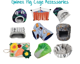 Guinea Pig Accessories- Tunnel - Forest - Snuggle Sack - Hidey Hut - Stay Open Pillow - Bed - Cuddle Cup - Pod - Forage Mat - Fleece