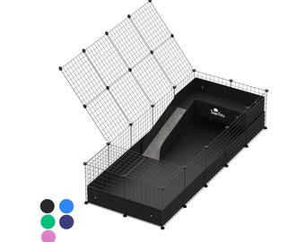 Guinea Pig 2x5 Panel C&C Cage - Complete Cage Kit with Grids, Pre Scored Coroplast, and Connectors -For Guinea Pigs, Hedgehogs, and Tortoise