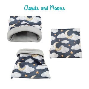 Guinea Pig Fleece Snuggle Sack - Cuddle Sack - Sleep Sack - Burrow Bag Clouds and Moons