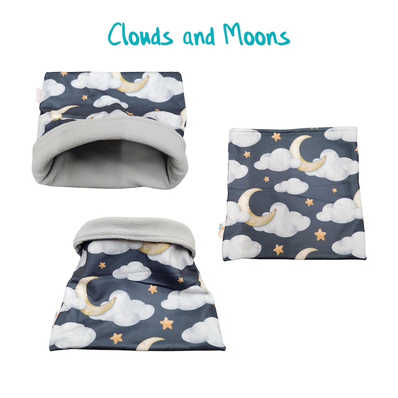 Guinea Pig Fleece Snuggle Sack - Cuddle Sack - Sleep Sack - Burrow Bag Clouds and Moons