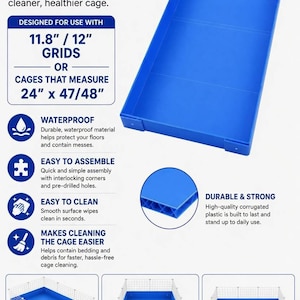 Corrugated Plastic Base compatible with 11.8"/12" grids - Fits 2x4 or 2x5 Grid Cages or Midwest Guinea Pig Cage Bild 2