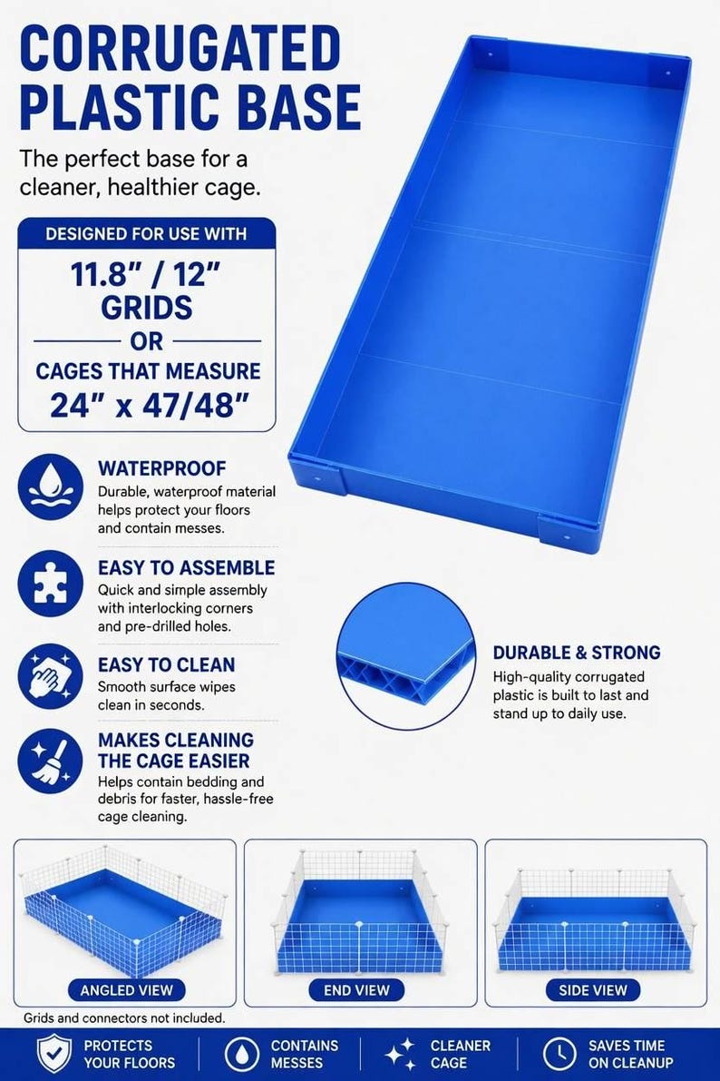 Corrugated Plastic Base compatible with 11.8"/12" grids - Fits 2x4 or 2x5 Grid Cages or Midwest Guinea Pig Cage Bild 2