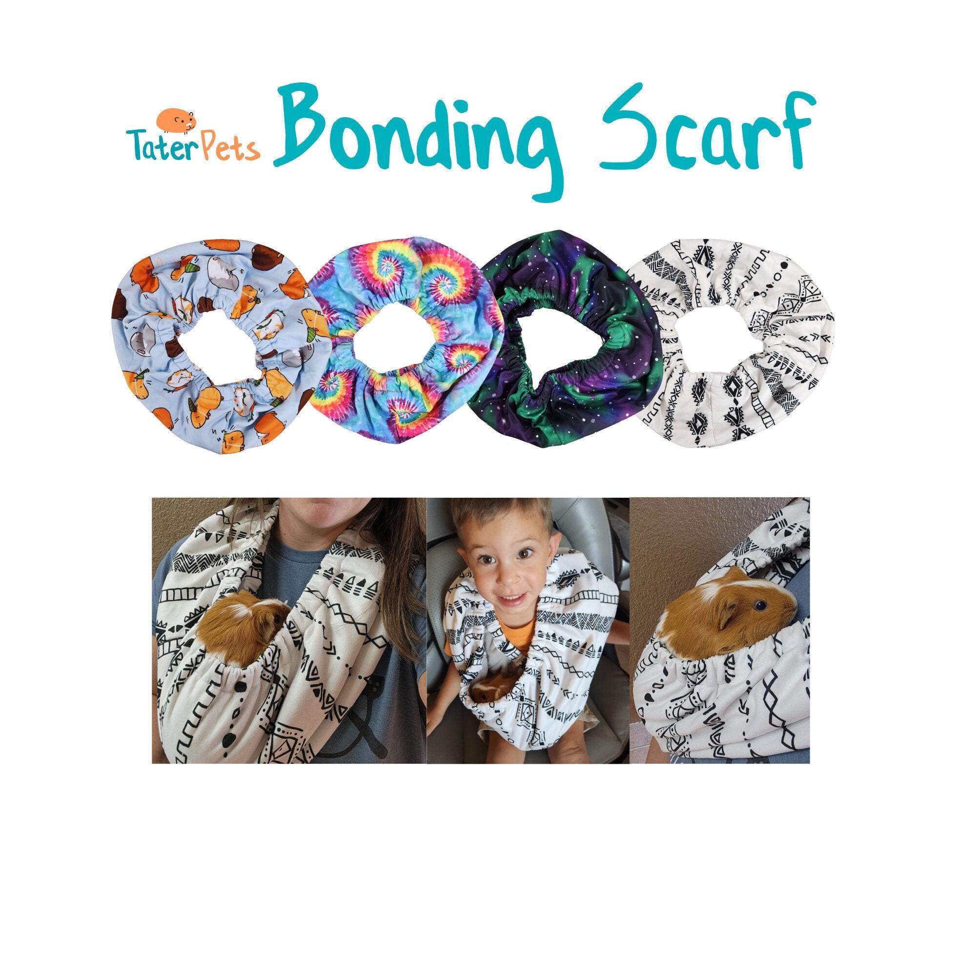 Fleece Bonding Scarf for guinea pigs, rabbits, ferrets, sugar gliders, hedgehogs, chinchillas, rats, hamsters, gerbils, and other small pets