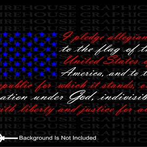 Red White Blue American flag pledge of allegiance vinyl sticker decal