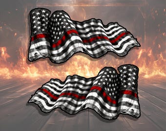 Thin Red Line American Flag Stickers Two Pack