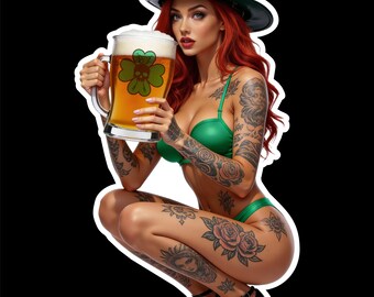 Patty's Day Redhead (two decals 3") Sticker