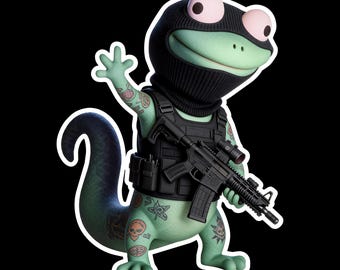 Tactical Lizard (two decals 3") Sticker