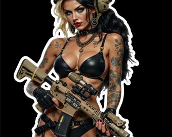 Tactical Goth Baddie (two decals 3") Sticker