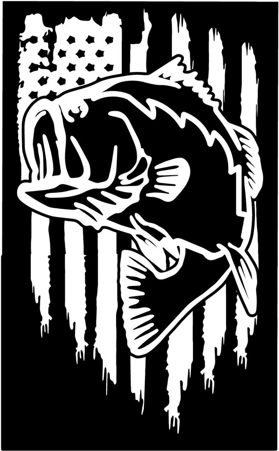 Download American flag Bass Fishing Hunting vinyl die cut sticker ...