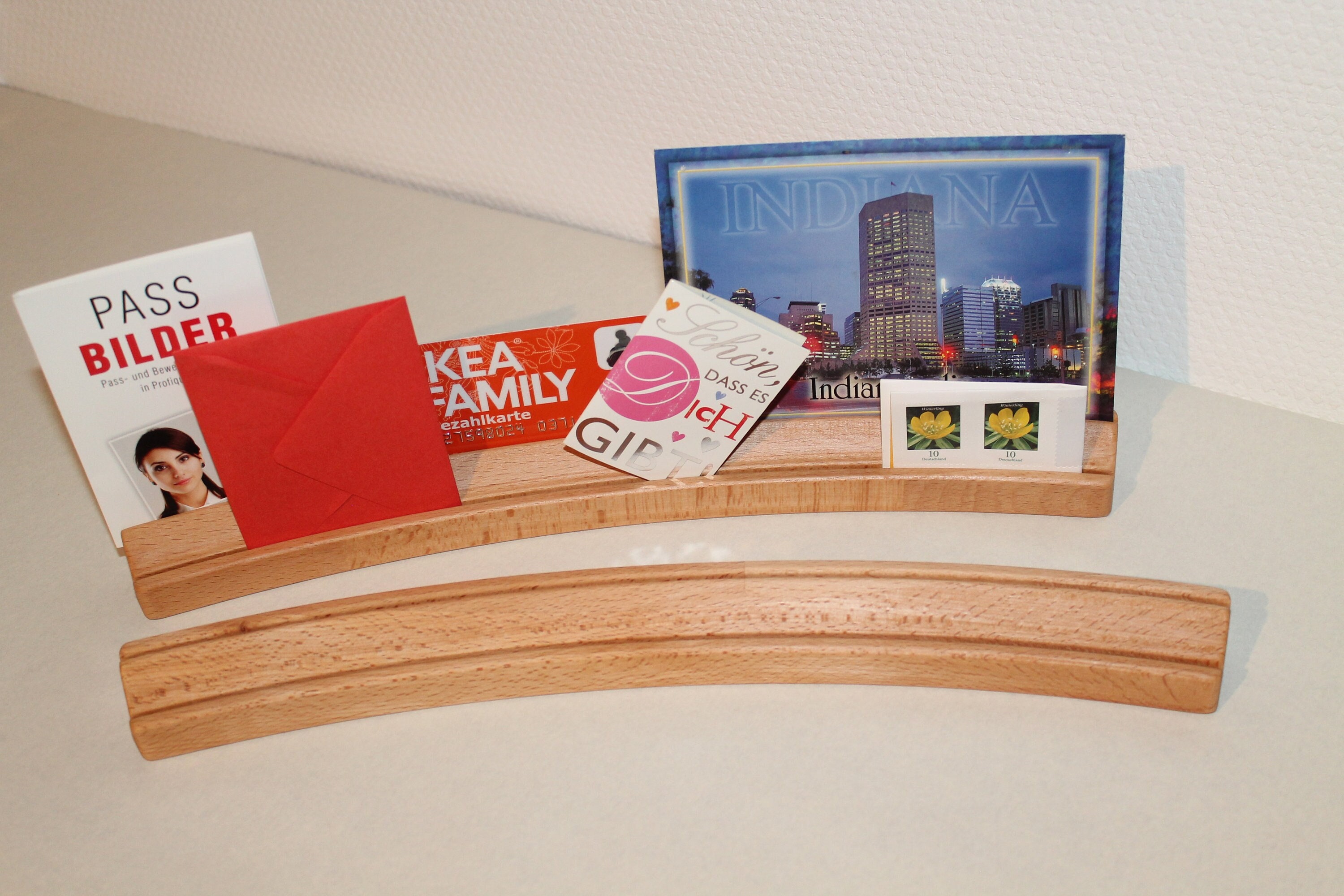 0-- 35 cm card holder wood curved stable good --0 photo holder picture bar card stand business card photo bar oak or beech