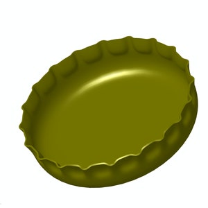 Puede incluir: Un tap&oacute;n de botella verde con un borde festoneado.